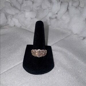 10K Champagne Diamond Gold, Pink, and Silver Cluster Ring - Size 8